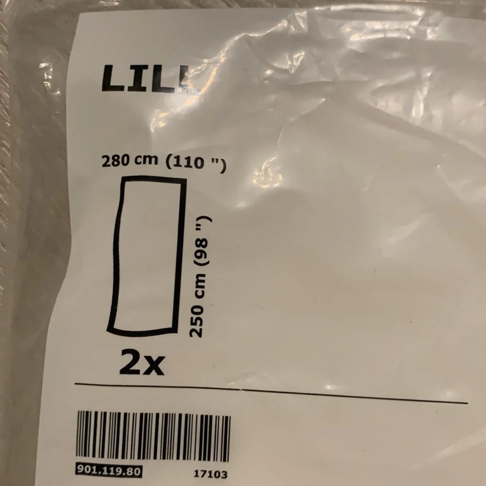 IKEA 901.119.80 Lill‎ Sheer 4 Panels 98 X 110 in Curtain  White NWOT Open Box